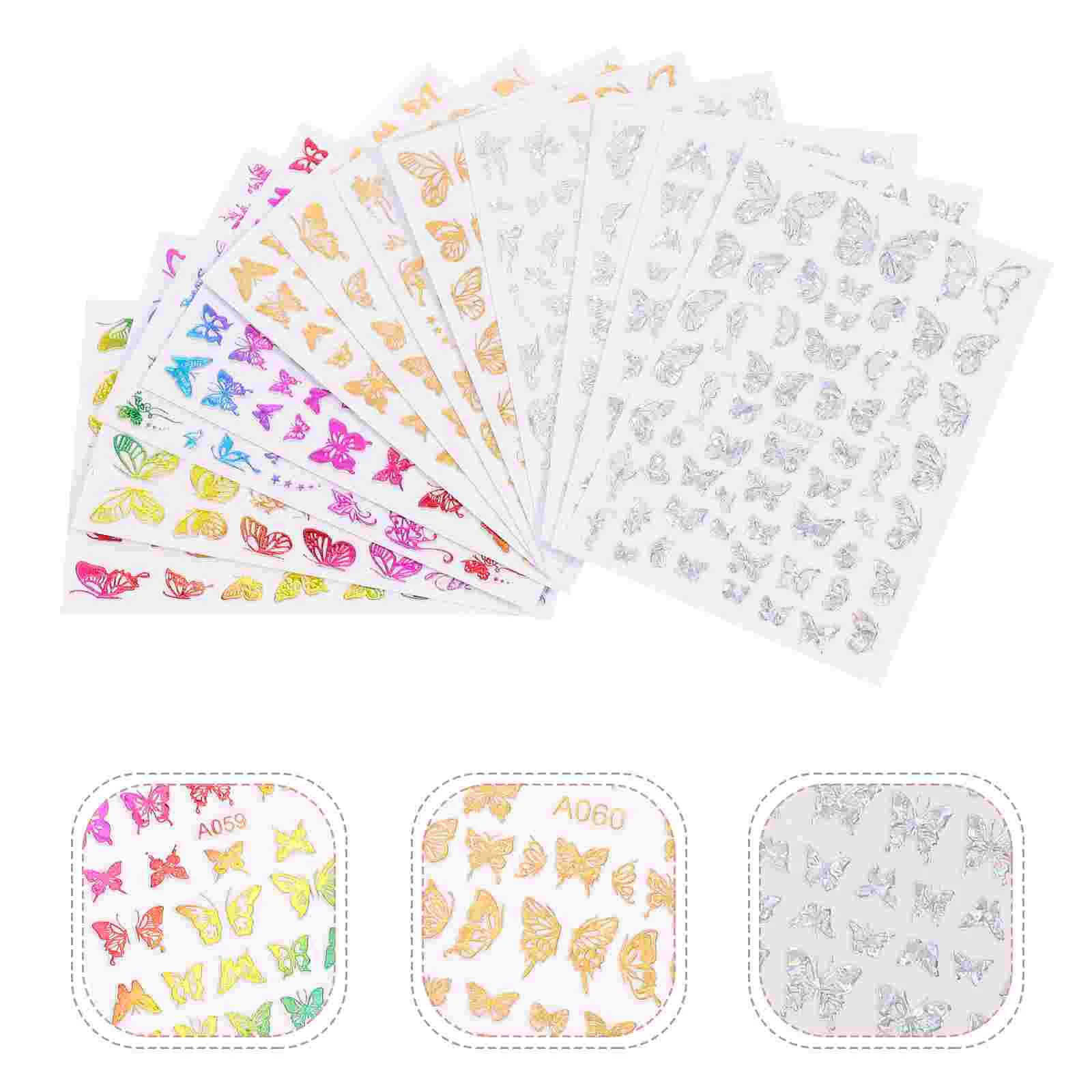 

16 Sheets Nail Butterfly Sticker Nail Nail Stickers Manicure DIY Accessories Self-adhesive Bronzing Wraps Butterflies Decals