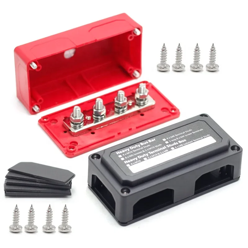 4 Way Bus Bar/Power Distribution Box Terminal Studs Red Heavy - Foto 10
