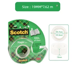 Premium Invisible Tape with Dispenser for Home, Office, and School Supplies (810 19mmX7.62m)