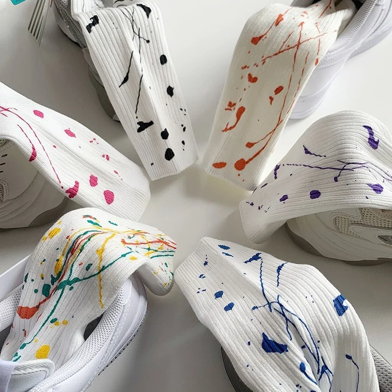 

Graffiti Cotton Socks Women Spicy Ink Hip-hop Couple Socks Personality Fashion Trendy Cute Kawaii Harajuku Designer Socks