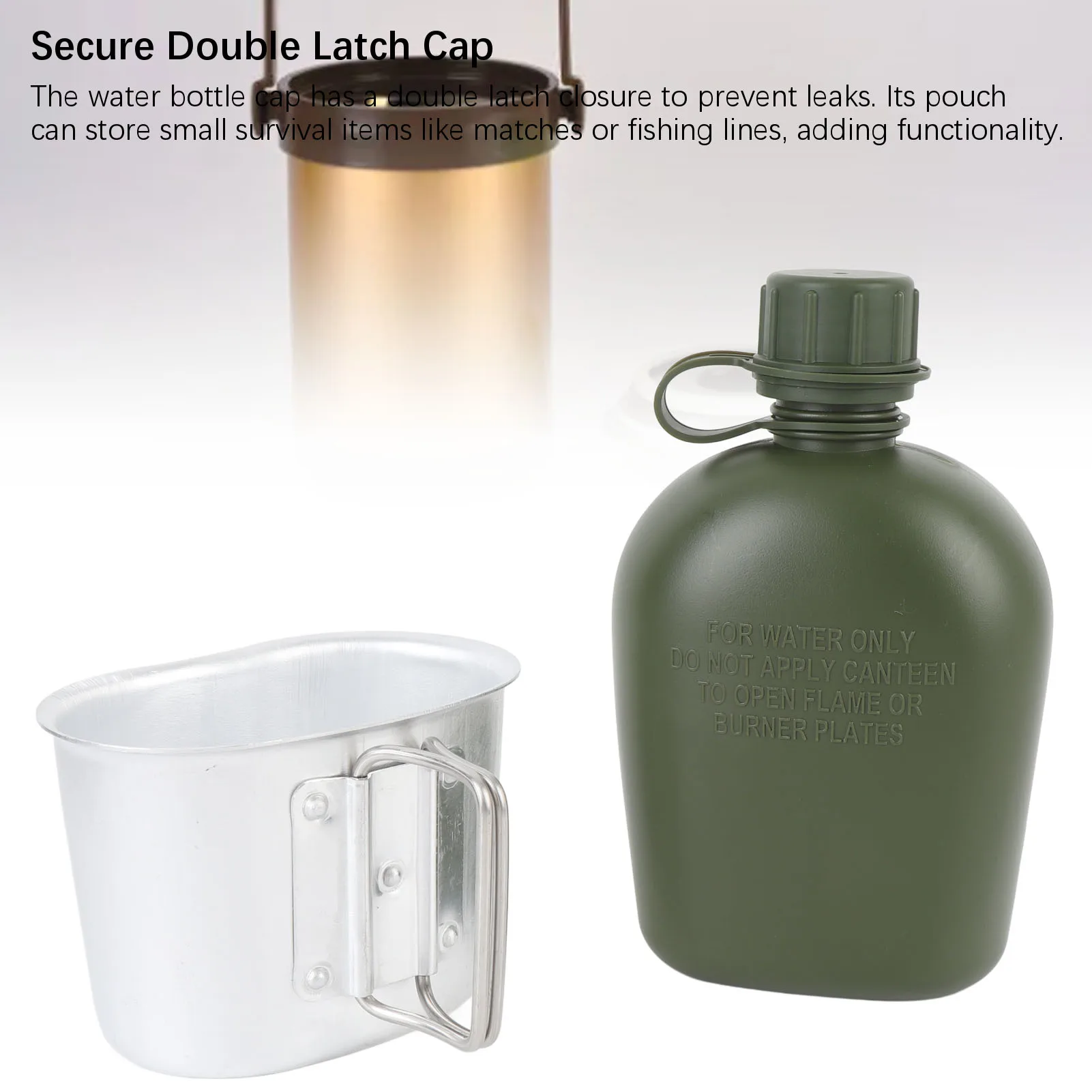Canteen Cup Set Canteen Outdoor Canteen Kit PE 1L Canteen Water Bottle with Bottle Pouch and Cup for Camping Hiking Backpacking