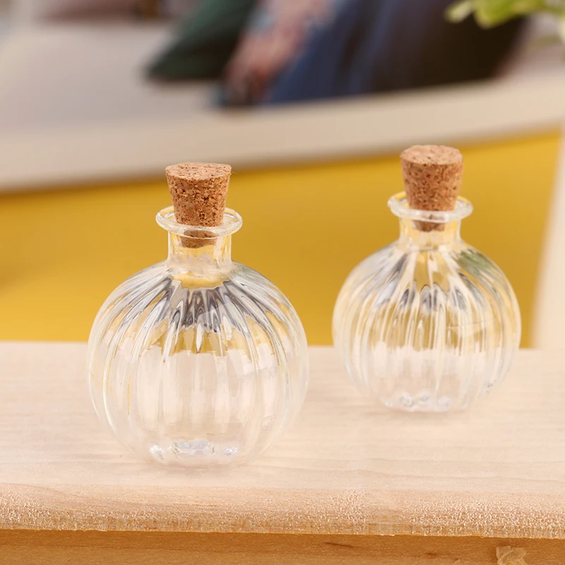 1/2/3/10PCS 1:12 Dollhouse Miniature Mini Glass Bottle Cork Cover Tiny Jar Vials Model Doll House Decoration Accessories 5