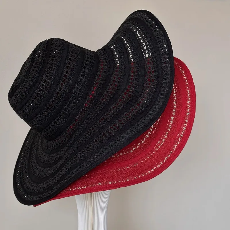Oversized Brim Sun Straw Hollow Hat for Women Sunshade UV Protection