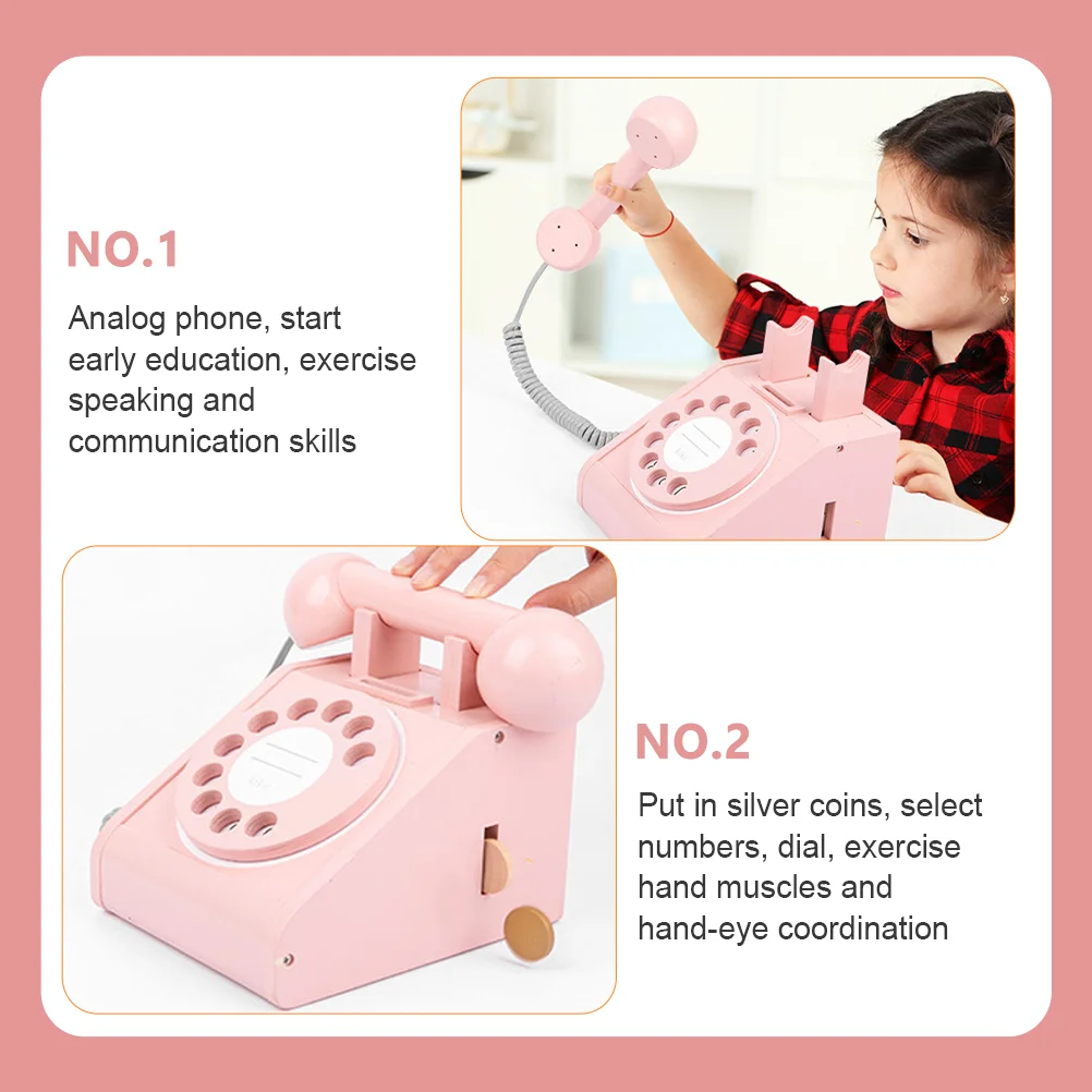 Telephone Role Play Wooden Interaction Plaything Child Simulation Photo Prop