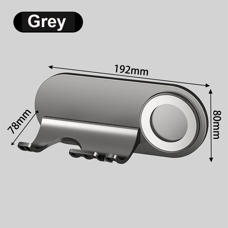 Magnetic Hair Dryer Nozzle Holder - Drill-Free Plastic Mount, Gray/White
