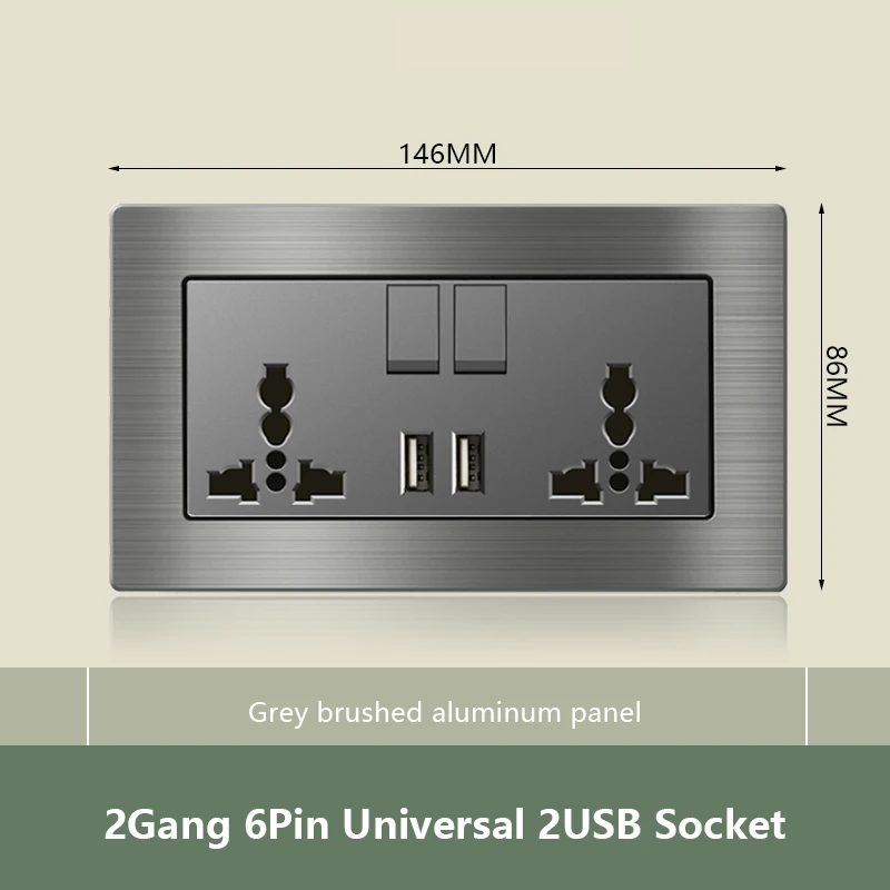 2Gang 6Pin 2USB