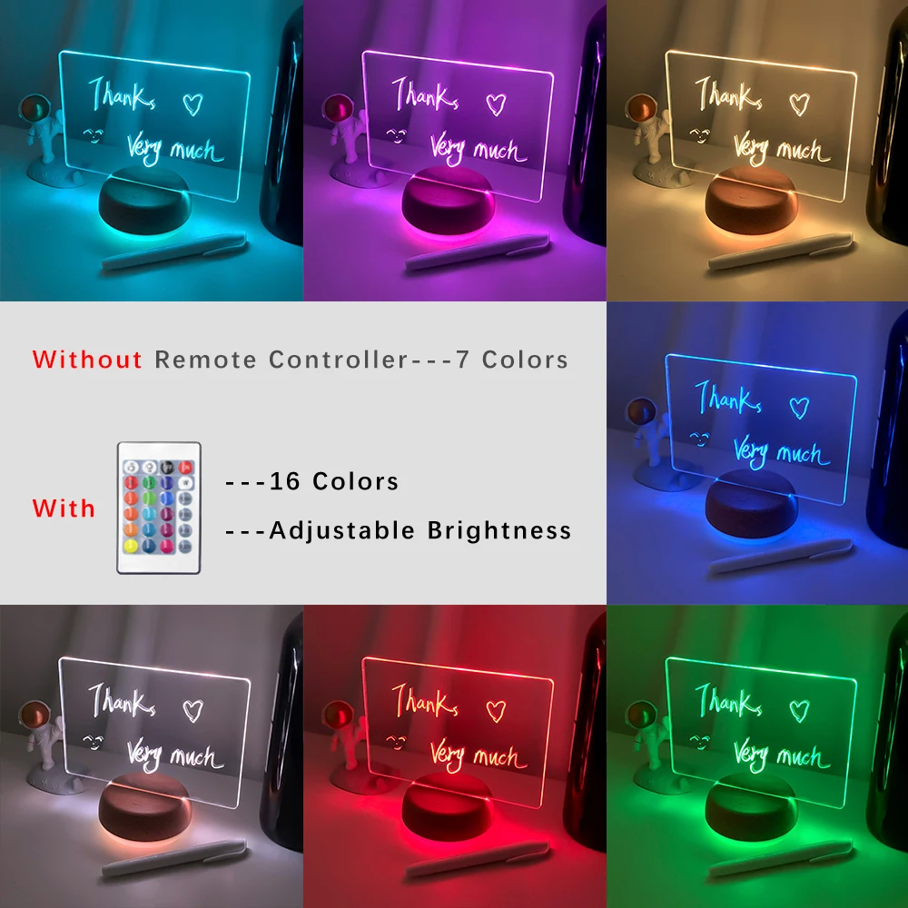 Rewritable 3D Night Light with Message Board Bedroom Sleep Light Soft Desk Lamp Room Decor Desktop Ornaments