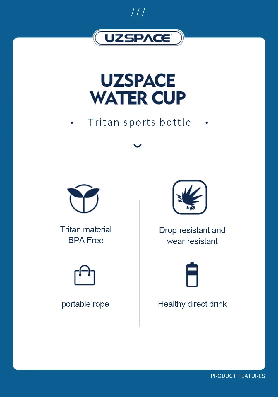 Description Picture 3 of itemHot Sale 500/1000ML Sports Water Bottle Shaker Outdoor Travel Portable Leakproof Drinkware Tritan Plastic Drink Bottle BPA Free