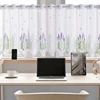 White Lavender Spray Flower Short Curtains, Living Room Bedroom Window Decorative Curtains, Kitchen Cabinet Blocking 2