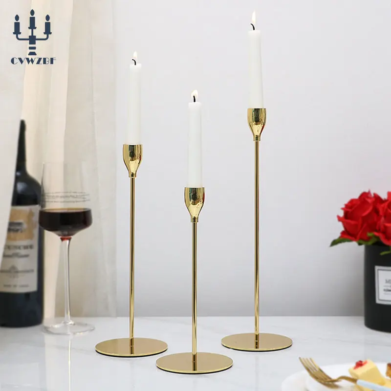 3Pcs/Set European style Metal Candle Holders Simple Golden Wedding Decoration Bar Party Living Room Decor Home Decor Candlestick candle holders