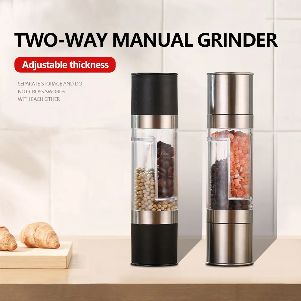 Description Picture 3 of item2 In 1 Pepper Mill Manual Stainless Steel Salt and Pepper Grinder Set with Adjustable Ceramic Grinding Spice Grinder KitchenTool