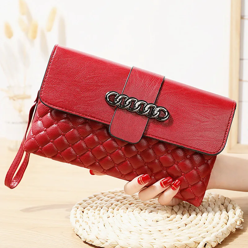 

Long Cluth Wallet Luxury Ladies Purses Large Capacity Diamond Check Handbags Fashion Money Clip Crossbody Bag Phone Wallet