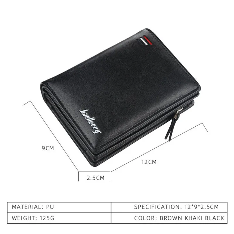 Leather Wallet 2025 PU Leather Men Wallet Zipper Short Design Card Holder Money Clip Bifold Wallet