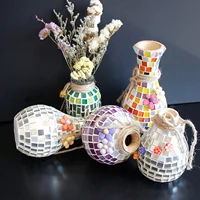 Wooden Flower Vase Retro Flower Bottle Dining Table Decorations Nordic Room Tabletop Ornament  DIY Art Craft Vase for Home 2