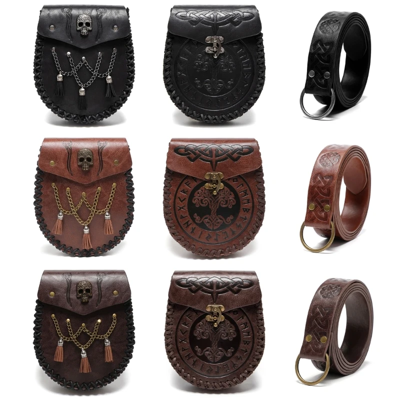 

Medieval Leather Belt Pouches Costume Accessories LARP Waist Bag Fanny Pack,Pu Leather Coin Purse Gifts