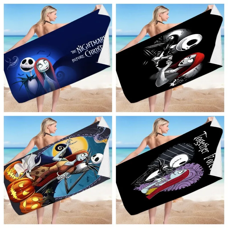 

Disney Cartoon Bath Towel The Nightmare Before Christmas Anime Beach Bath Towel Fluff Absorbs Water Bathroom Child Birthday Gift