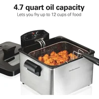 Hamilton Beach Triple Basket Electric Deep Fryer, 4.7 Quarts / 19 Cups Oil Capacity, Lid with View Window, Professional Style 2