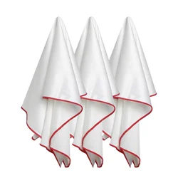 Enhanced Microfiber Cleaning Cloth - Red Edged, Super Absorbent, 11.8x11.8 Inch (White 3pcs)