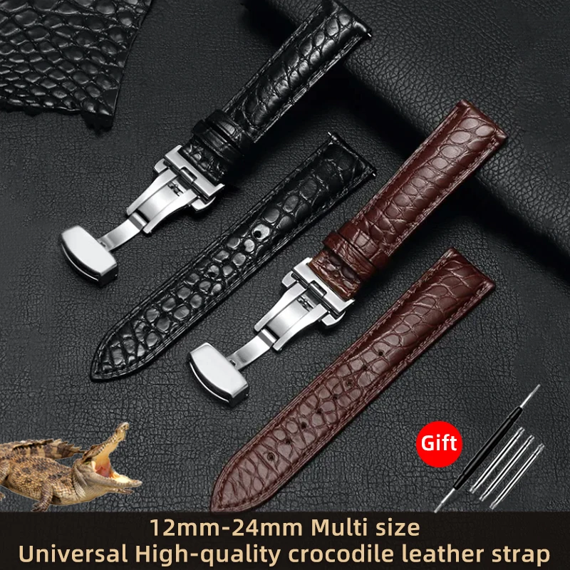 Best Online Companies Crocodile Leather 22 mm Replacement Watch Band 2846-STC-00209_K0019509
