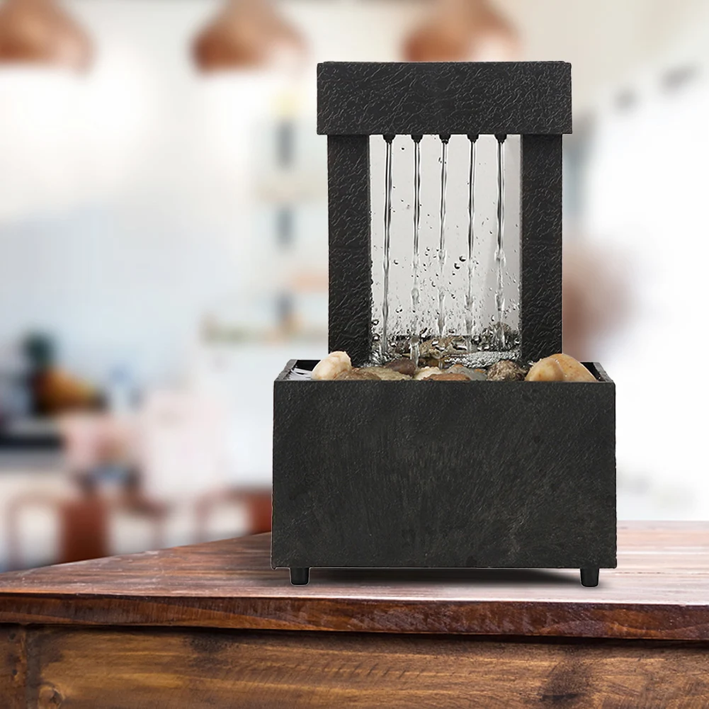 Mini Tischbrunnen Mit LED-Beleuchtung - Zen-Wasserfall Für Büro Und Wohnbereich