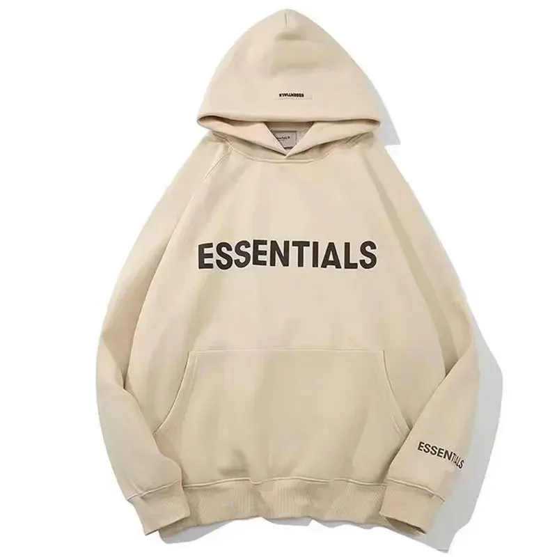 

ESSENTIALS Hoodies Men Sweatshirts 3D Rubber Lettering Brand Logo Hip Hop Unisex Pullover Loose Fleece Oversized Essentials Hot