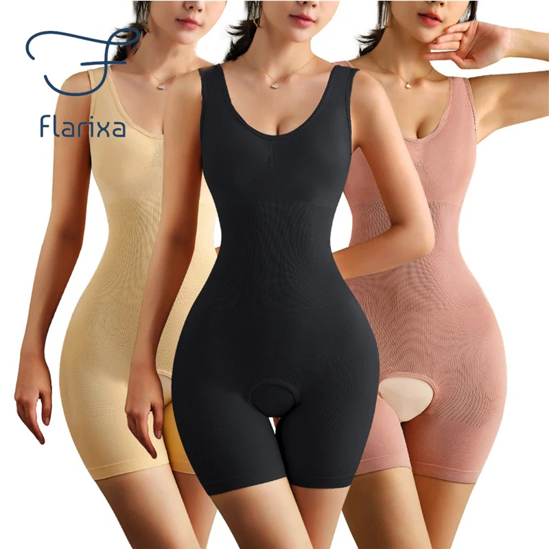 Flarixa Plus Size Tute Da Donna Senza Cuciture Shaper Butt Lifter Vita Trainer Shapewear Cavallo Aperto Controllo Della Pancia Biancheria Intima Sotti