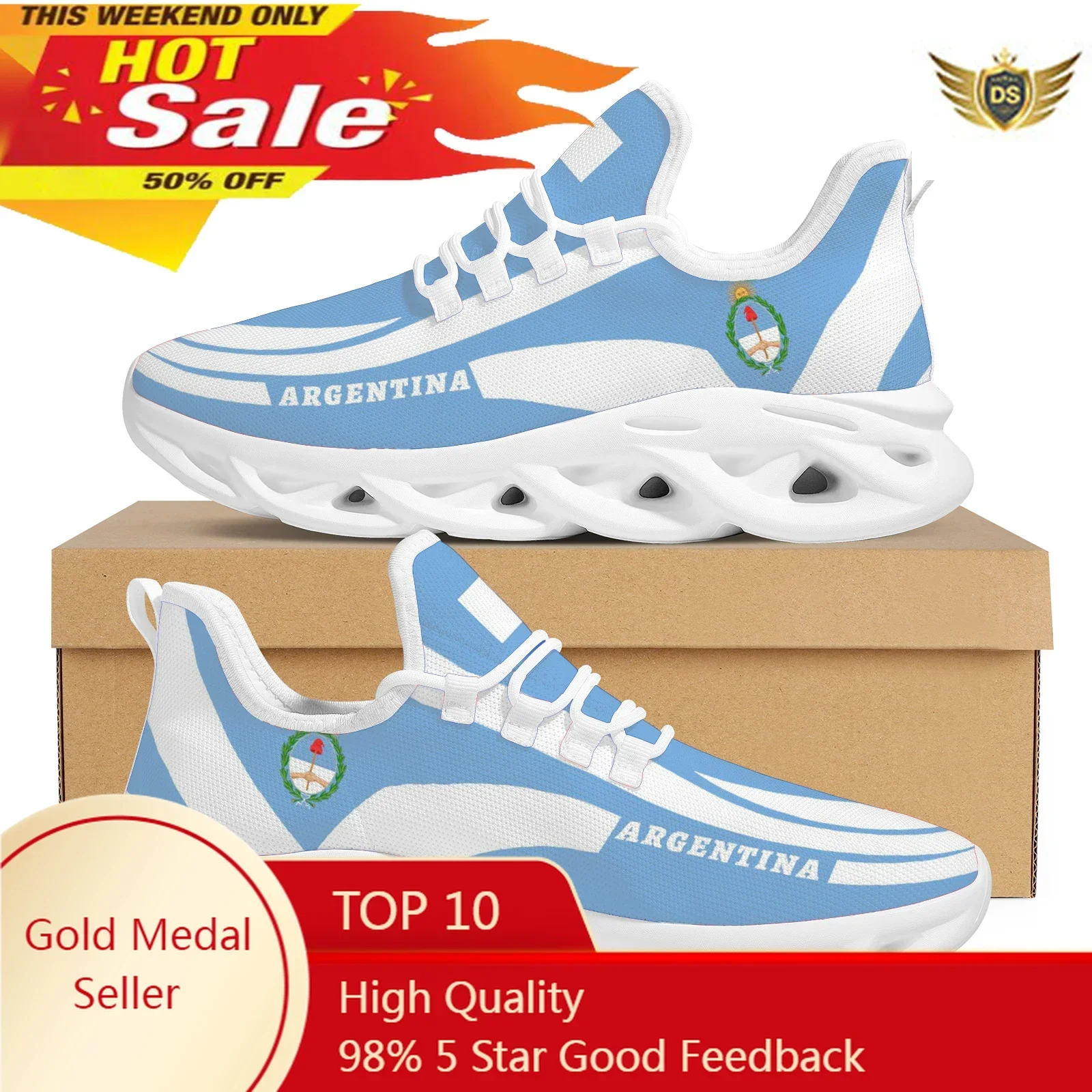 Argentina Sun Olive Branch National Emblem Design Sneakers Breathable Mesh Casual Vulcanized Shoes Lace-Up Basketball Shoes