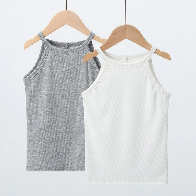 1/6 Piece Children's Four Seasons Camisole Girl Solid Color Fashion Sleeveless T-shirt Multi-color Matching Combination Top
