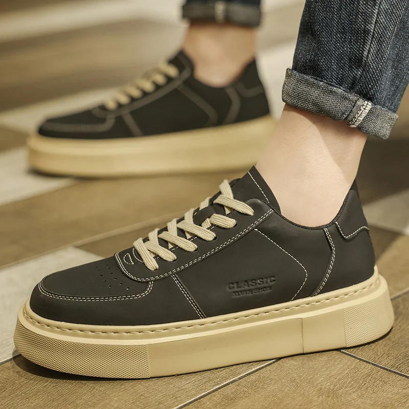 

Men Shoes Versatile Ankle Boots lace up oxfords Thick Soled Work Shoe Men's Casual Leather Shoes Man Oxford footwear