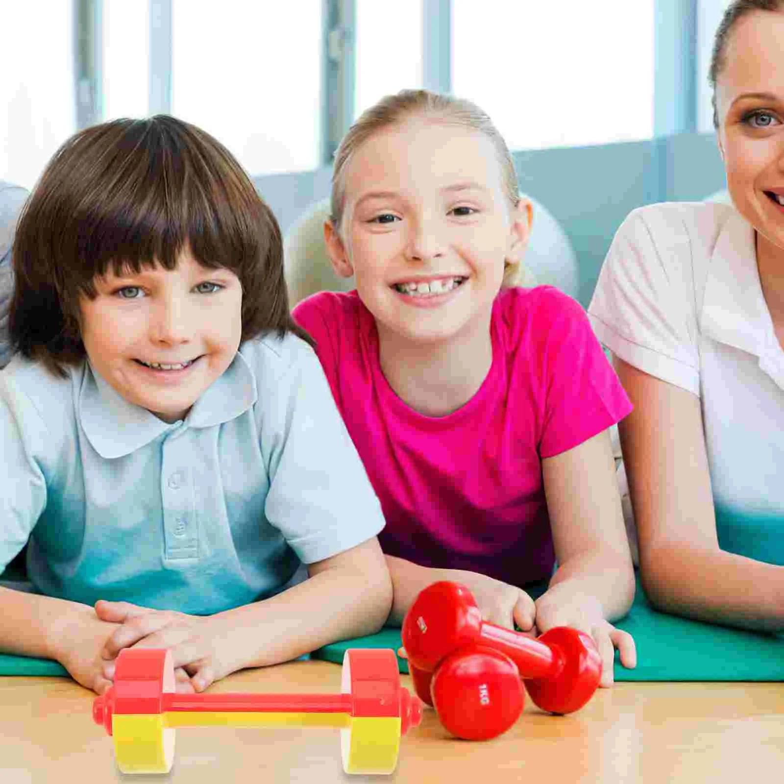 2 Pcs Double Color Dumbbells Kids Hand Weights Children Toy Gymnastics Equipment Fitness Accessories School Sports Tools Home