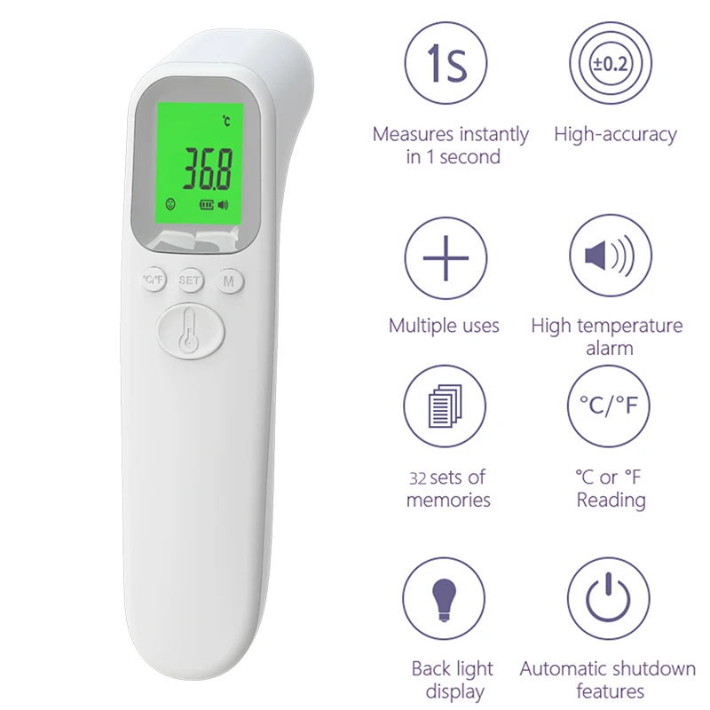 Ziqing Infrared Thermometer Digital Portable Quick Measure Contactless IR Forehead Temperature Clinical Thermometer Baby/Adult images - 6