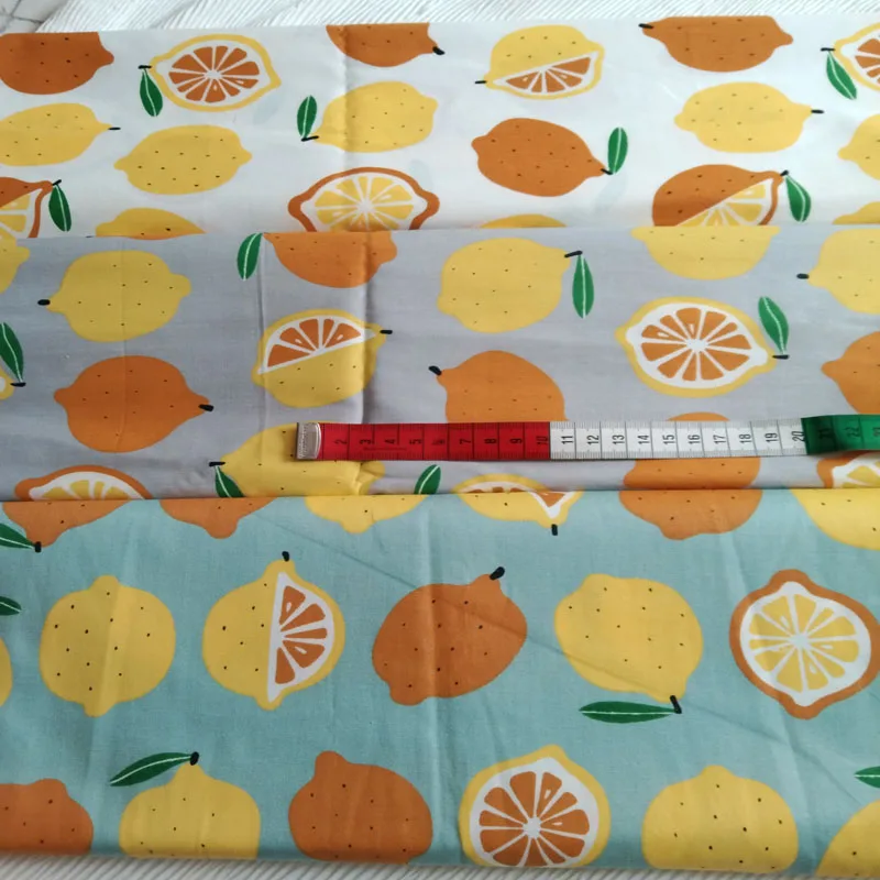 ViapHia Cotton Fruit Series Orange Lemon Printed Cotton Fabric Sewing Cloth Dress Textile Tissue