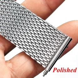 Elegant Stainless Steel Milanese Mesh Watch Strap with Magnetic Clasp - 22mm (Polished)