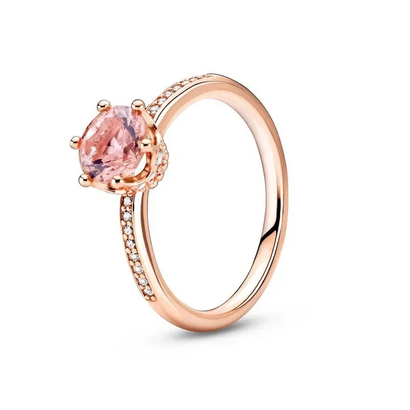 925 Sterling Silver Classic Rose Gold Series Ring Shining Crown Charm Women's Birthday Gift silver ring