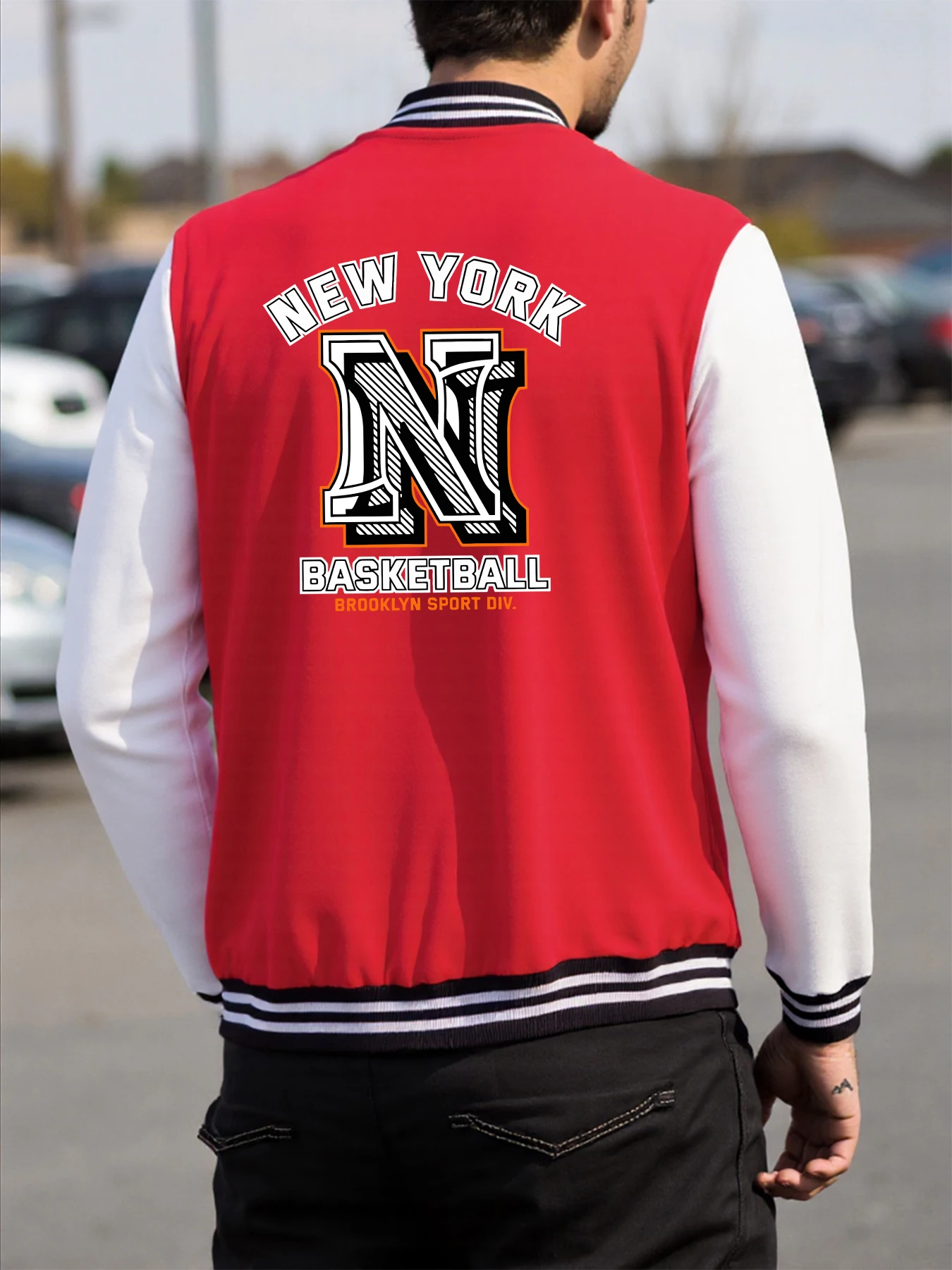 New York City Basketball Brooklyn Print Men Baseball Coat American Loose Jackets Fleece Autumn Clothes Hip Hop Casual Unisex Top