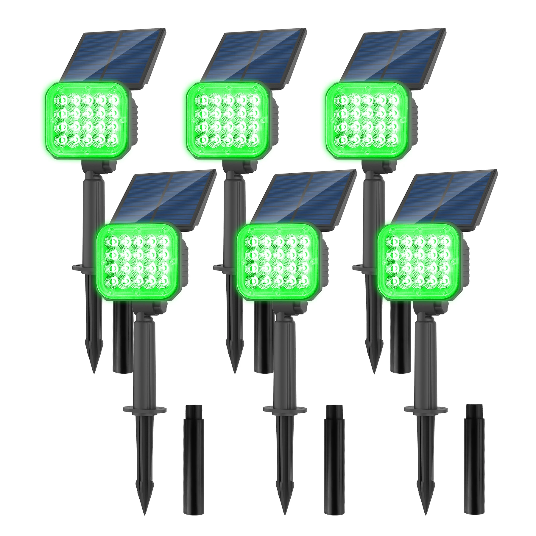 2/6 Pcs Solar Led Light Outdoor Super Bright Green Lawn Light Per Giardino Faretto Solare A Luminosità Regolabile Ip65 Impermeabile