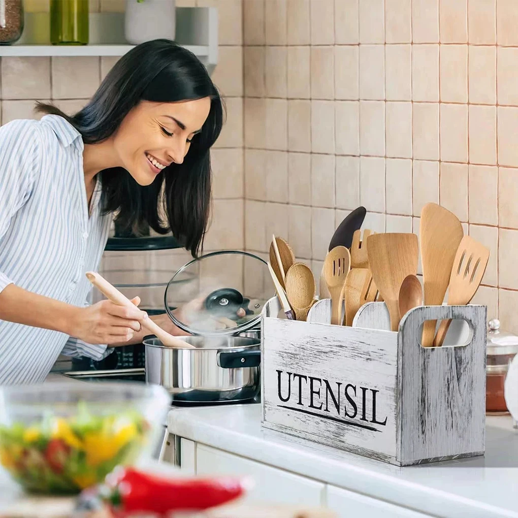 Kitchen ForUtensil Holder With 4 Compartment Storage Dont Have To Worry About Tipping Over Organizer Style 1 4