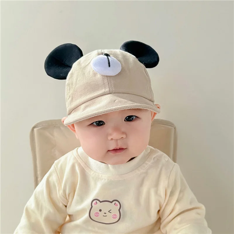 Korean Baby Cap Big Ears Infant Boys Girls Baseball Cap Soft Eaves Cotton Toddler Kids Peaked Hat Solid Color Sun Hats baseball cap baby hat kids sun hat