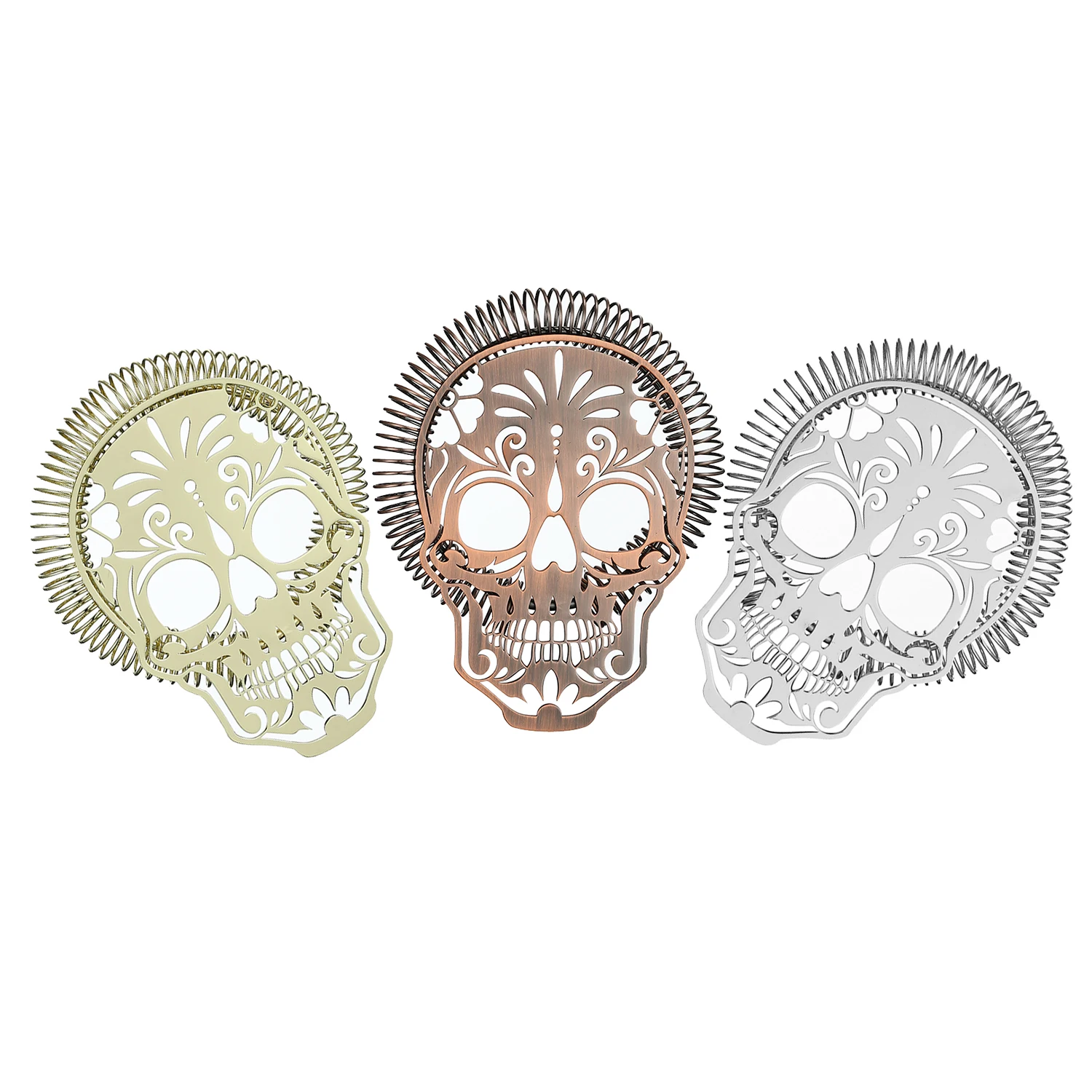 Cocktail Shaker Strainer Cocktail Bar Tool Set Skull Shape Bar Cocktail Strainer Hawthorne Strainer Stainless Steel