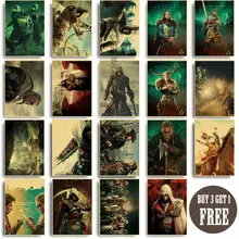 

2022 HD Print Vintage kraft paper poster Pictures Assassins Creed Poster Wall Art For Living Room Children'S Bedroom Decor