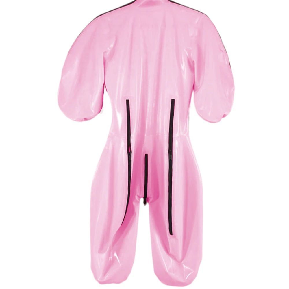 PVC Double Shoulder Zipper Bodysuit Men Full Body Cover Jumpsuits Open Crotch Zipper Bondage Catsuit Gay Costume Bondage Bag