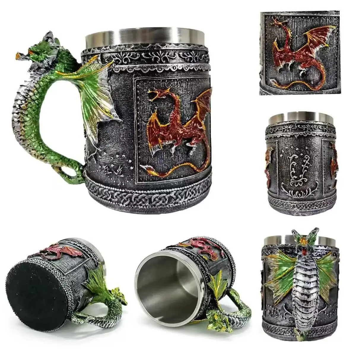 Creative Feilong Stainless Steel Mug Personalized Retro Beer Cup_voghion.com
