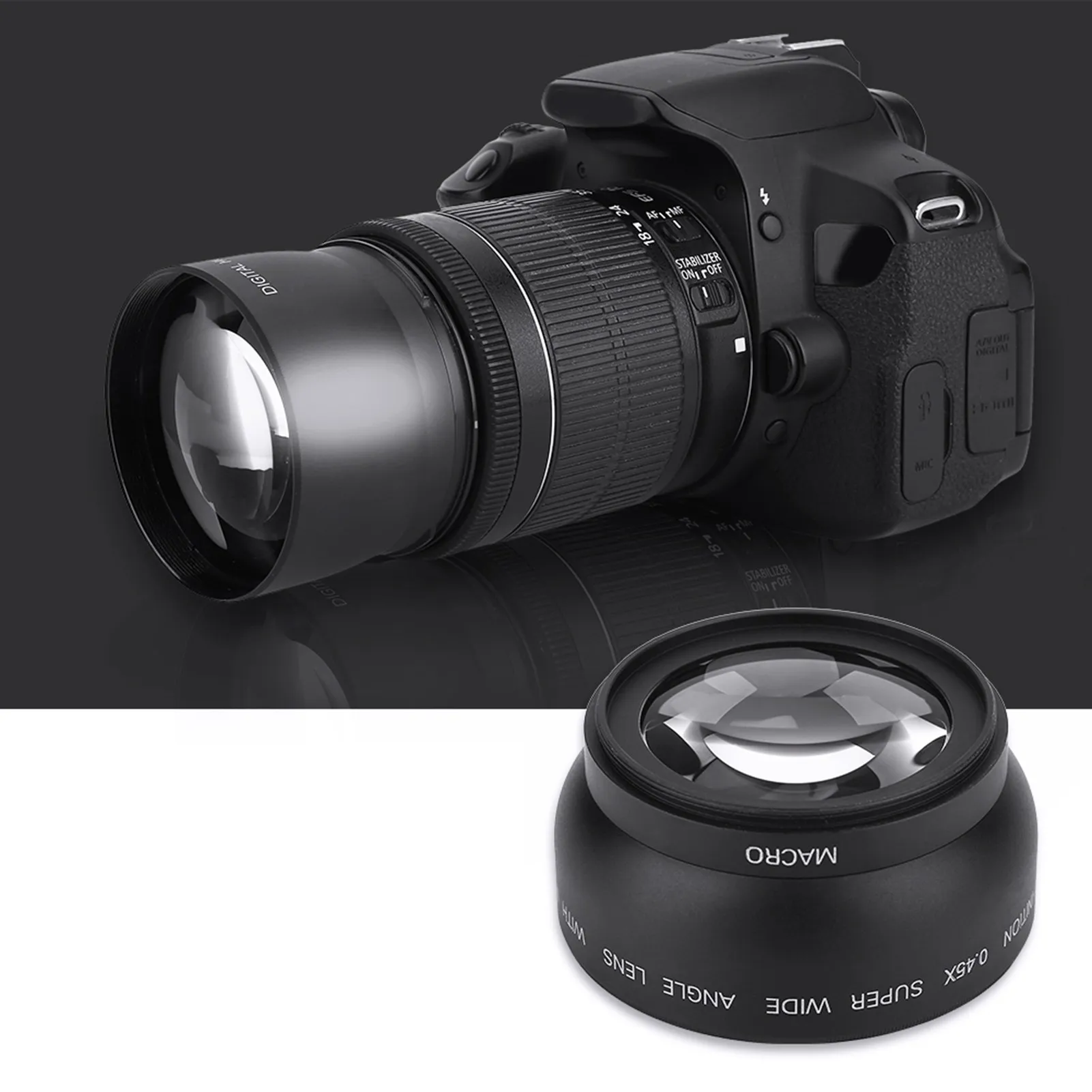 Wide Angle Conversion Lens 52mm 0.45X Wide Angle Universal Conversion Macro Lens for DSLRS and Digital Cameras