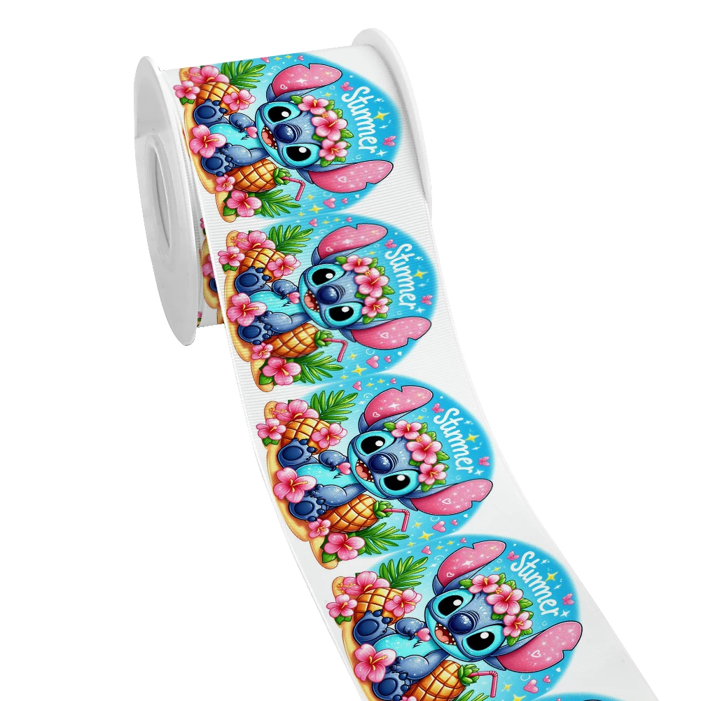 Grosgrain Ribbon Disney Design Cartoon Stitch & Lilo Pattern 5Yards for DIY Hair Bows Party Decor