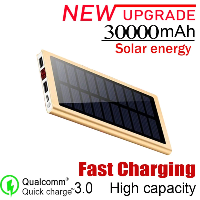 fast charging power bank 30000 mAh 2USB Slim Solar Wireless Charging Portable Power Bank for iPhone LaptopSolar wireless power bank 30000 mAh 65w power bank Power Bank