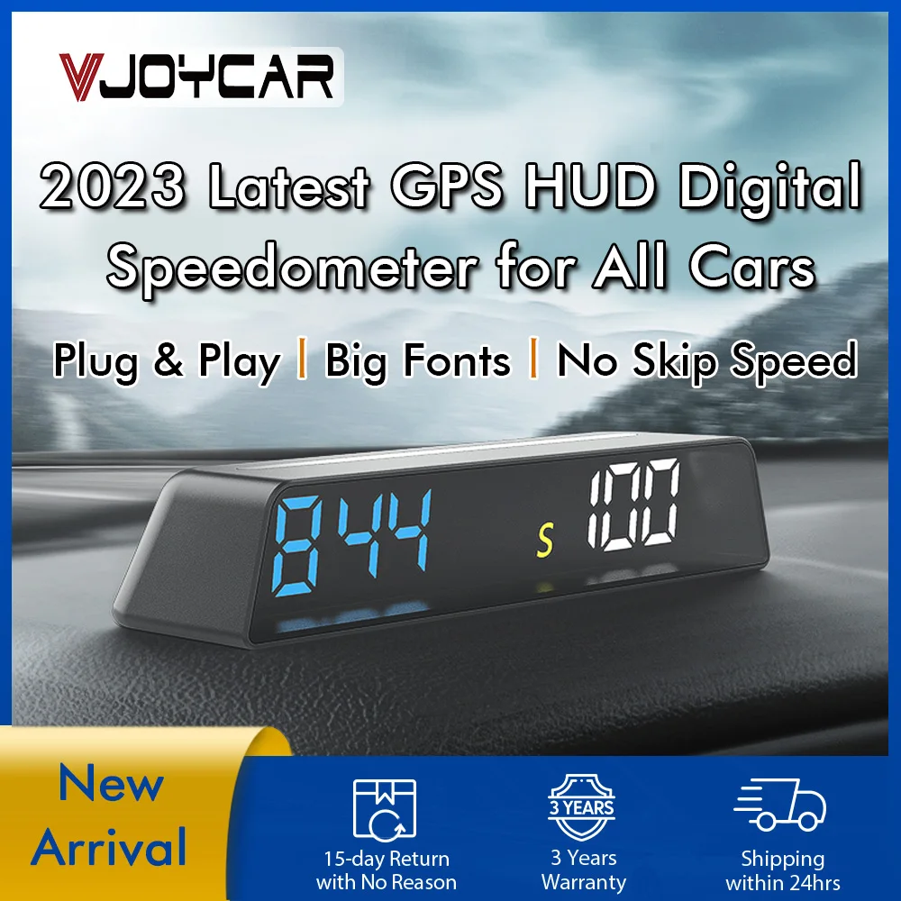 Vjoycar 2023 GPS Dashboard HUD Gague Digital Speedometer Time Compass