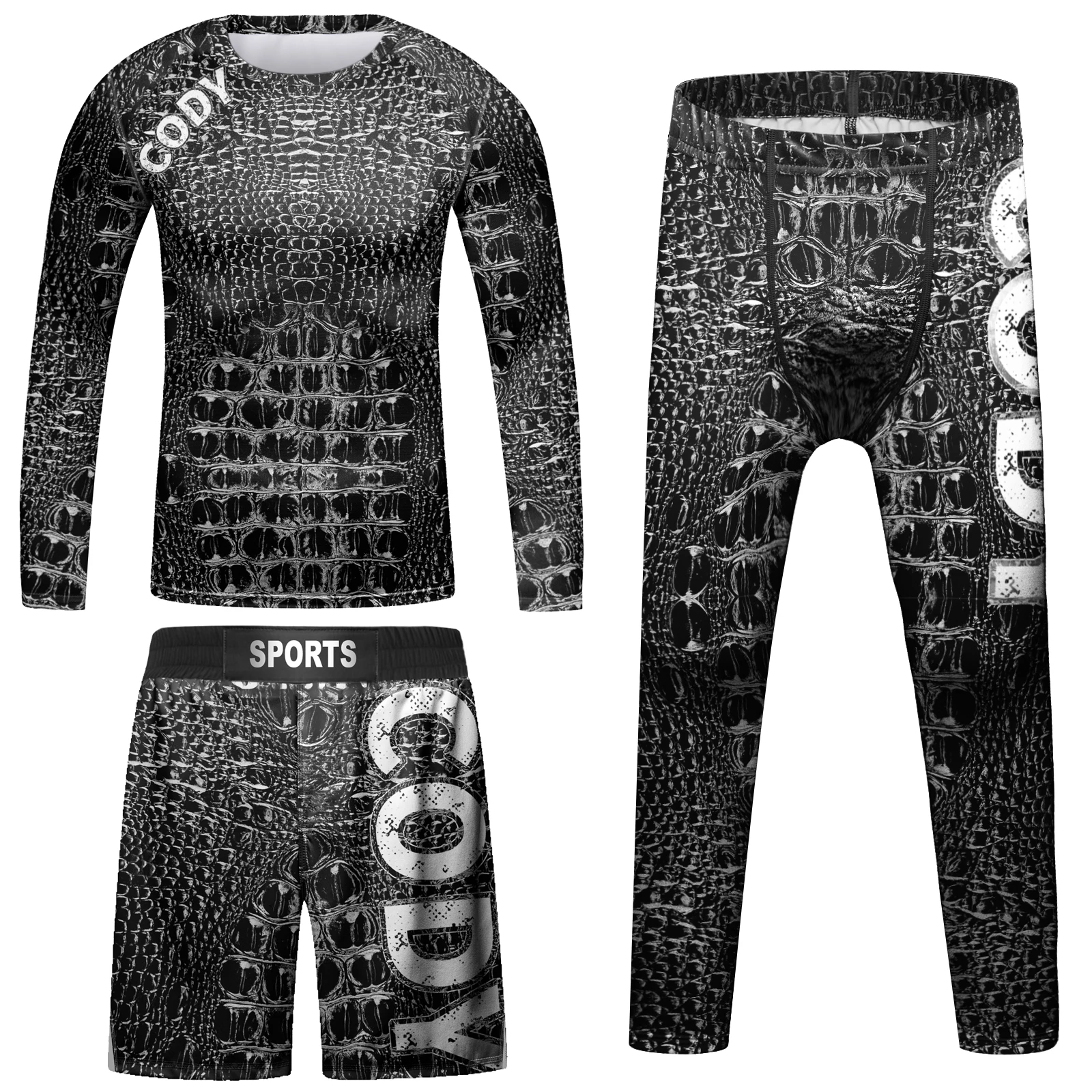 Cody Jiu Jitsu T-shirt For Kid MMA Shorts Bjj Rashguard Kids 4pcs/set Boy Boxe kickboxing Mma Compression Clothing Children Suit 2