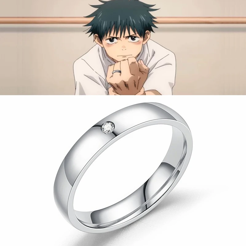 Anime Jujutsu Kaisen Yuta Okkotsu Stainless Steel Rings Cosplay Props Men Women Couple Lover Ring Jewelry Accessories Gifts 3style l shape finger ring bangle jewelry display stand shelf showcase rings holder rack stock jewelry organizer storage