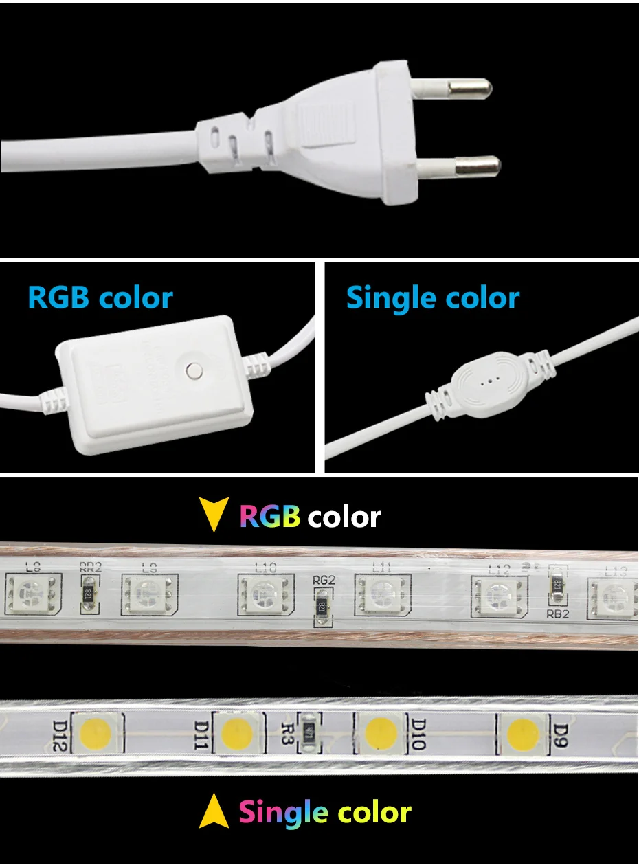 luz de tira conduzida tira impermeável led smd rgb piscina branca iluminação jardim ao ar livre fita do diodo plugue da ue