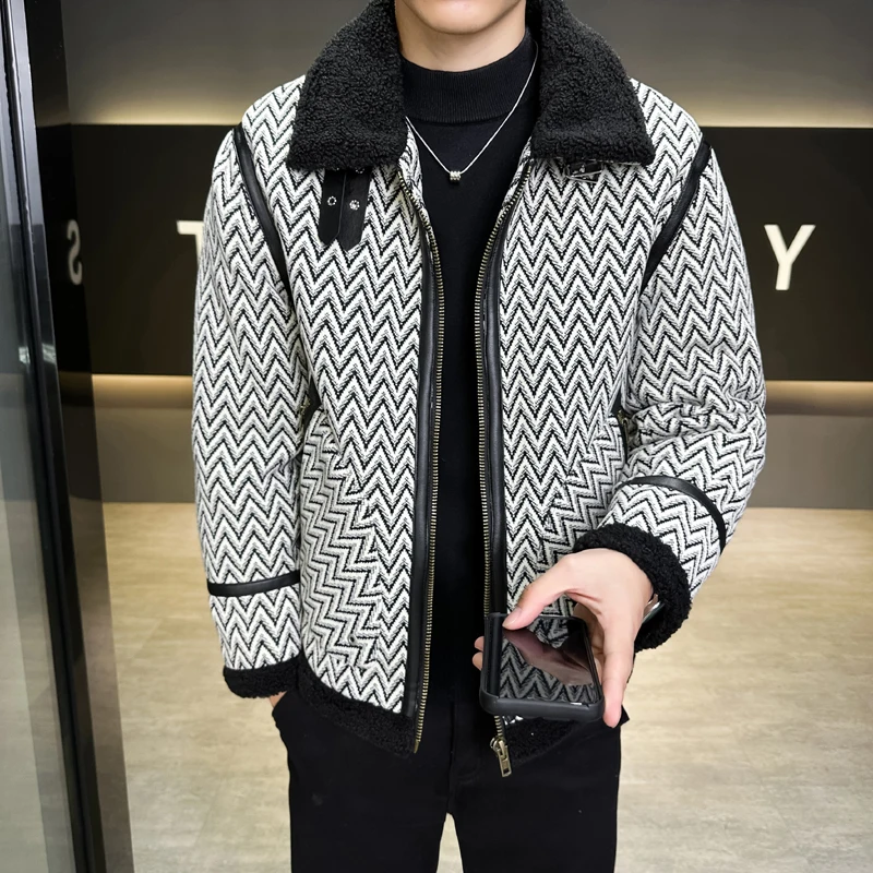 

Брендовая одежда, мужская Высококачественная теплая зимняя куртка/Мужская облегающая хлопковая куртка в клетку с отложным воротником/одежда с хлопковой подкладкой